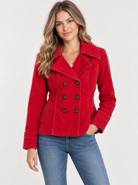 NEXT Red Double-Breasted Pea Coat Size 6-8